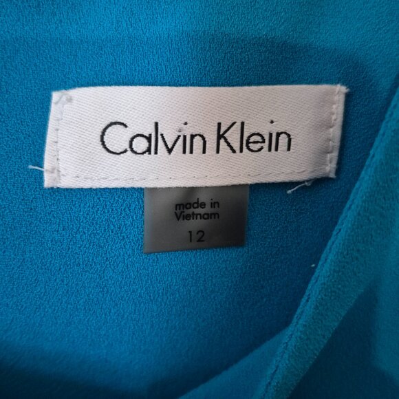 Calvin Klein Black and teal sheath dress Size L work dress - Picture 2 of 4